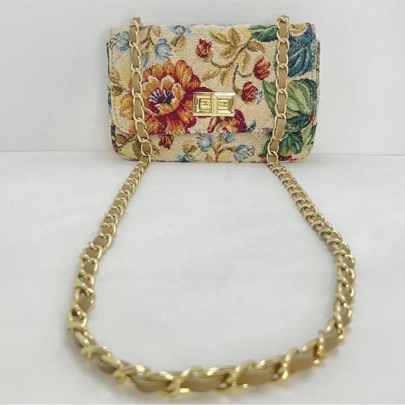 Persaman New York Tapestry Floral Shoulder Bag w/ Chain Strap - Picture 14 of 15
